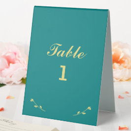 Plaque De Table Numéro de table turquoise et Gold