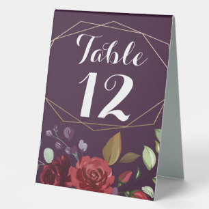 Plaque De Table Numéro de tableau Carte de tente Plum violet Rose