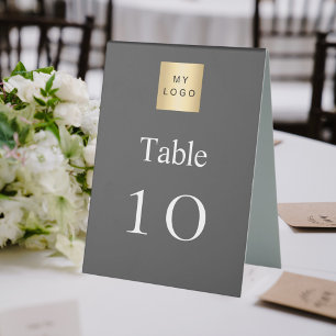 Plaque De Table Numéro de tableau du logo blanc gris de l'entrepri