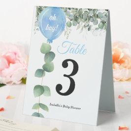 Plaque De Table Oh mon garçon ballon vert baby shower eucalyptus