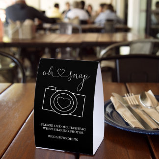 Plaque De Table Oh Snap Wedding Photo Hashtag Personalized