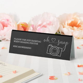 Plaque De Table Oh Snap Wedding Photo Hashtag Personalized