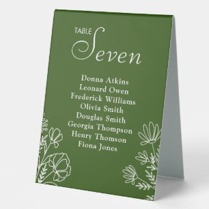 Plaque De Table Olive vert simple numéro de tente