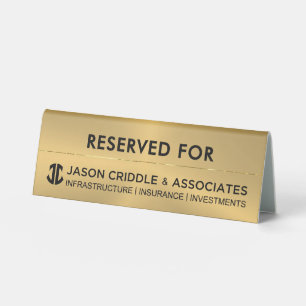 Plaque De Table Or Métallisé Logo Personnalisé-Réservé Pour