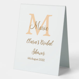 Plaque De Table Orange monogramme douche nuptiale ajouter nom simp