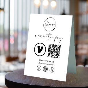 Plaque De Table Paiement de code QR - Logo d'entreprise de numéris