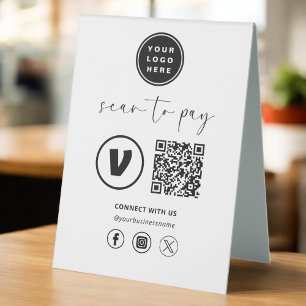 Plaque De Table Paiement de code QR - Logo d'entreprise de numéris