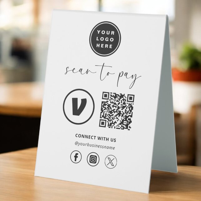 Plaque De Table Paiement de code QR - Logo d'entreprise de numéris (Créateur téléchargé)