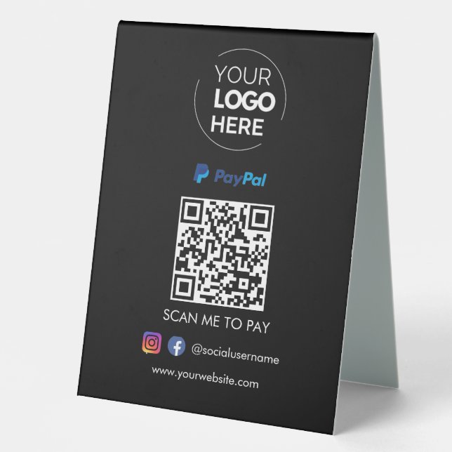 Plaque De Table Paiement du code QR Paypal | Numériser pour payer  (Recto)