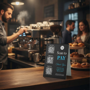 Plaque De Table Paiement par code QR - Logo de l'entreprise pour p