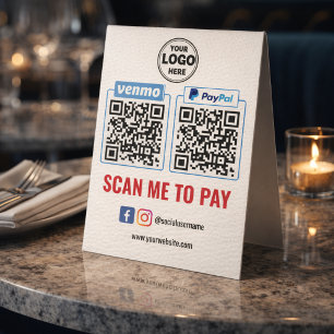 Plaque De Table Paiement par Code QR   Venmo Paypal Scannez pour P