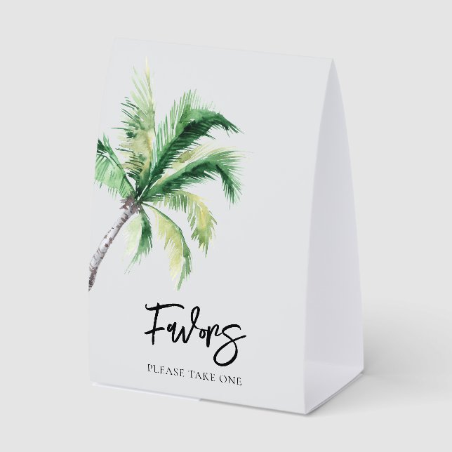 Plaque De Table Palm Tree Coastal Destination Wedding Favors (Recto)