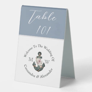 Plaque De Table Panneau d'Ancre Mariage bleu bleu foncé