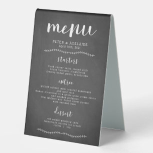 Plaque De Table Panneau de menu de mariage à la craie rustique