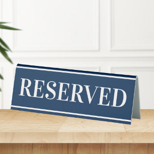 Plaque De Table Panneau de réservation de table bleu marine