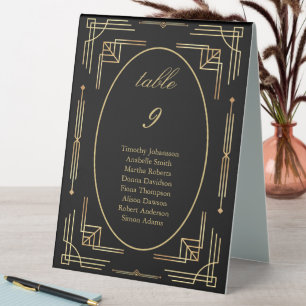 Plaque De Table Panneau de table de mariage Art déco élégant