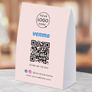 Plaque De Table Panneau de table de paiement Venmo Scannez le co