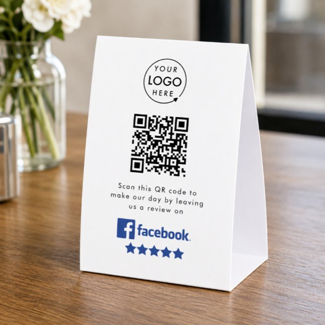 Plaque De Table Panneau de table Facebook Avis | Présentoir de tab (Gain Facebook reviews & grow your business with this rating request editable tabletop paper sign.)