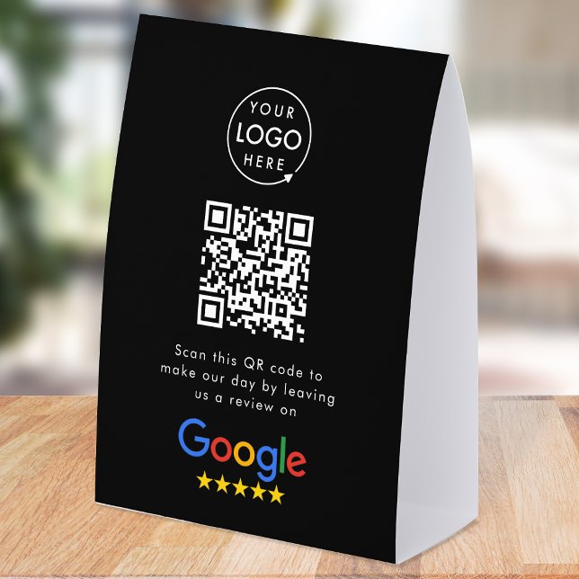 Plaque De Table Panneau de table Google Reviews | Présentoir de co (Google Review interactive QR code paper table tent signs branded with your company logo.)