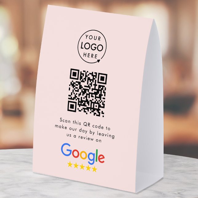 Plaque De Table Panneau de table Google Reviews | Présentoir de co (Google Review interactive QR code paper table tent signs branded with your company logo.)