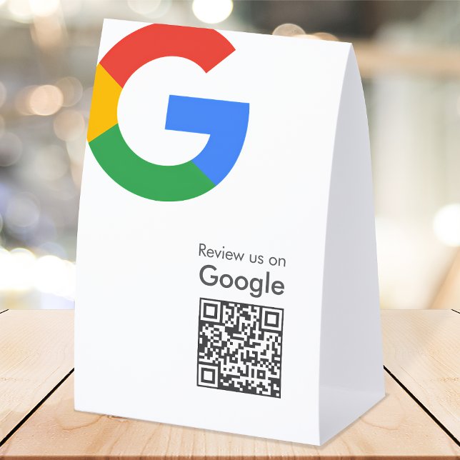 Plaque De Table Panneau de table Google Reviews | Présentoir de co (Gain Google reviews & grow your business with this editable rating request paper table tent sign.)