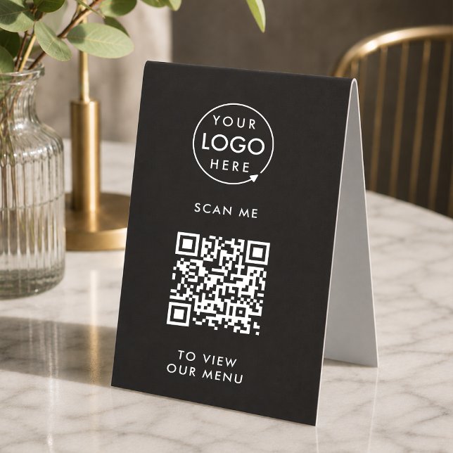 Plaque De Table Panneau de table QR Code | Présentoir de menu numé (Branded interactive QR code menu table signs for restaurants, bars, cafes & hospitality events!)