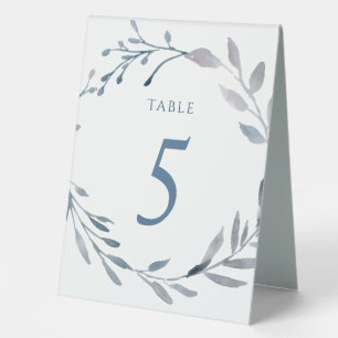 Plaque De Table panneau numéro de table aquarelle bleu poussiéreux
