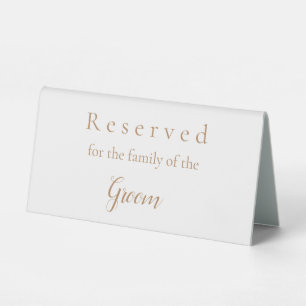 Plaque De Table Panneau réservé pour la famille du marié