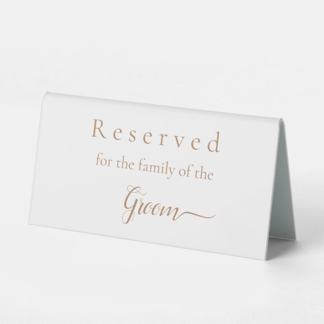 Plaque De Table Panneau réservé pour la famille du marié (Recto)