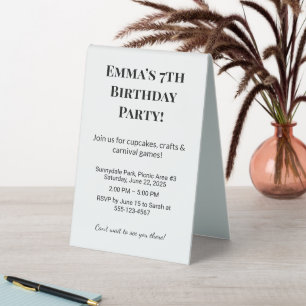 Plaque De Table Panneau Tente de table d'anniversaire personnalisé