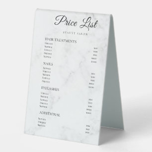 Plaque De Table Panneaux de liste de prix élégants Monogramme pour