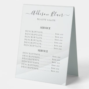 Plaque De Table Panneaux de liste de prix élégants Monogramme pour