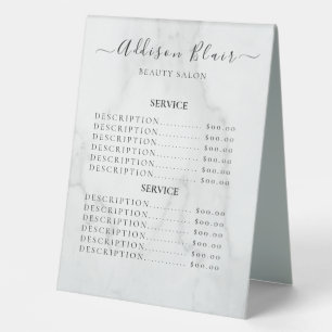 Plaque De Table Panneaux de liste de prix élégants Monogramme pour