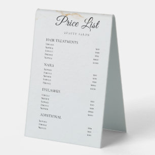 Plaque De Table Panneaux de liste de prix élégants Monogramme pour