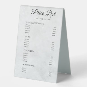 Plaque De Table Panneaux de liste de prix élégants Monogramme pour