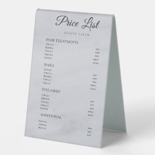 Plaque De Table Panneaux de liste de prix élégants Monogramme pour