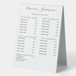 Plaque De Table Panneaux de liste de prix élégants Monogramme pour