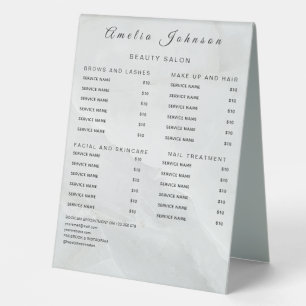 Plaque De Table Panneaux de liste de prix élégants Monogramme pour