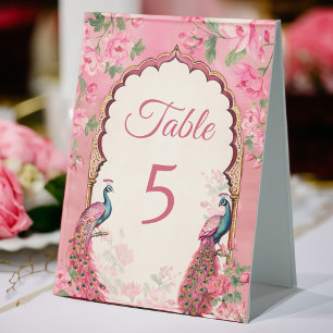 Plaque De Table paons roses vintages numéros de table des mariages