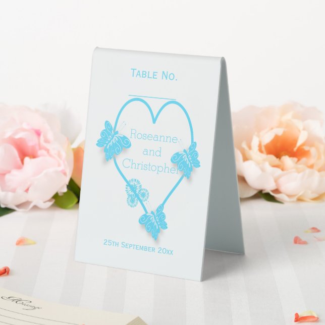 Plaque De Table Papillon bleu couleur Mariage de conception cardia (In SItu (Mariage))