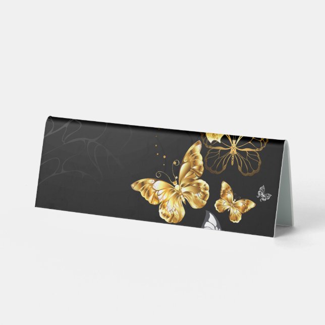 Plaque De Table Papillons blancs et dorés (Recto)