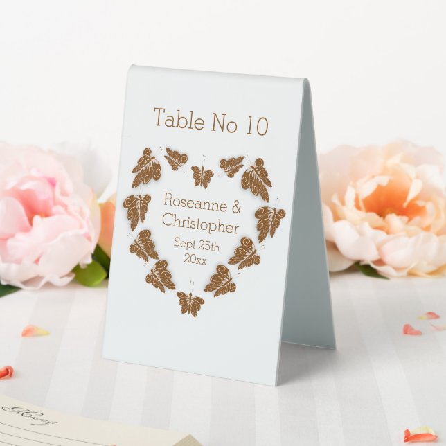 Plaque De Table Papillons couleur chocolat Mariage design (In SItu (Mariage))
