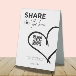 Plaque De Table Partager l'amour Mariage Photo Partager le code QR