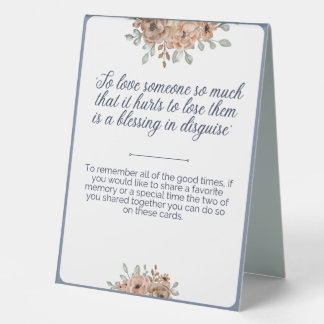 Plaque De Table Partager une carte mémoire pour funérailles floral
