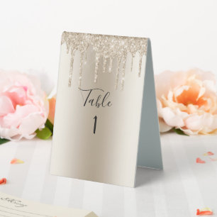 Plaque De Table Parties scintillant Champagne Drip Mariage élégant