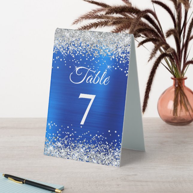Plaque De Table Parties scintillant d'argent Royal Blue Foil Numér (En SItu (Tableau))