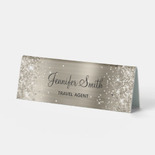 Plaque De Table Parties scintillant en platine pour fille et plaqu