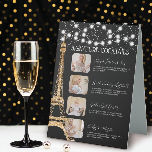 Plaque De Table Parties scintillant Tour Eiffel Lumières Signature (Créateur téléchargé)