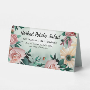Plaque De Table Pastel Sage Green Floral Buffet Étiquette alimenta