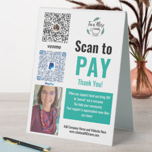 Plaque De Table PayPal Venmo Transactions commerciales Payer ici